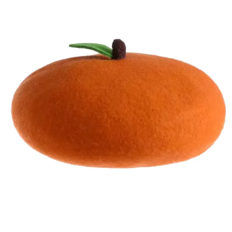 Funny Cute Fruit Design Orange Apple Winter Beret Cap For Women Solid Casual Warm Outdoor Girls Painter's Hat Bonnet Party Gift view 6