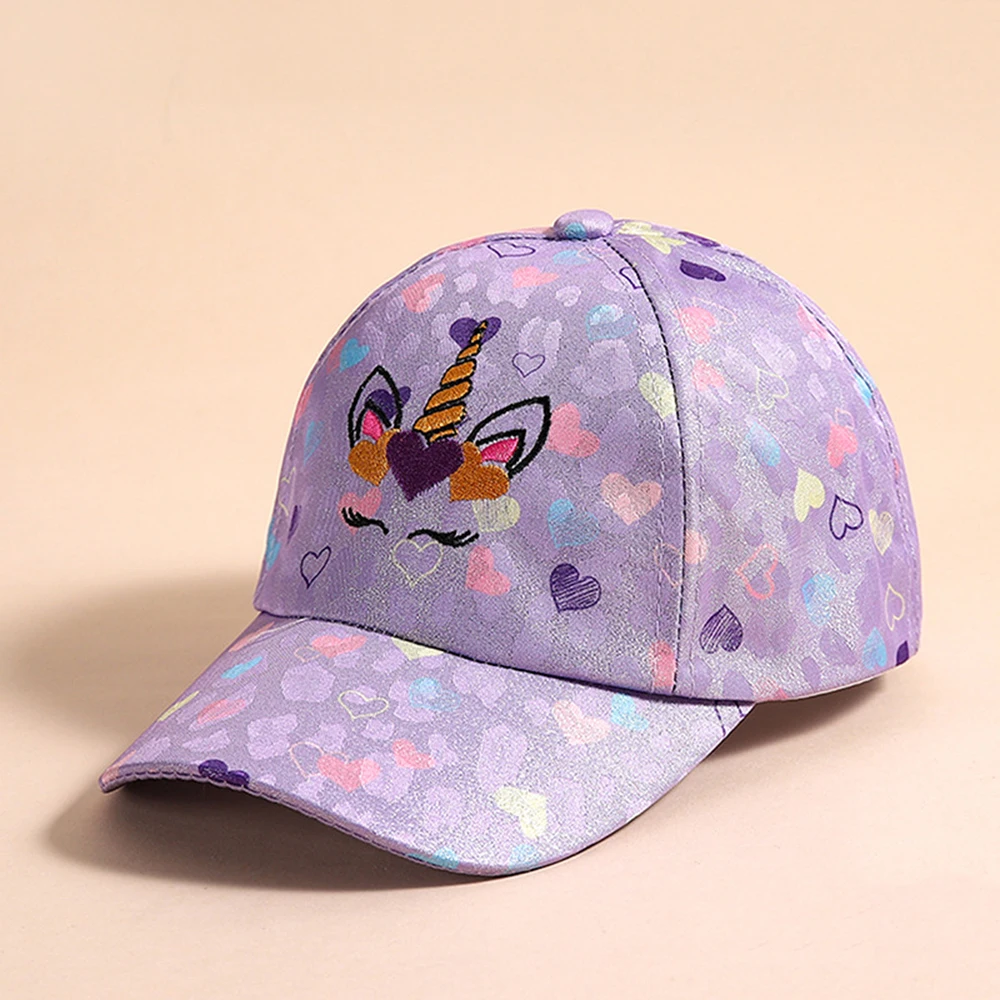 Outdoor Baseball Caps Kids Children\'s Love Unicorn Pattern Students Hat Girls Sunshade Baseball Cap For Kid Girl 4-12 Years