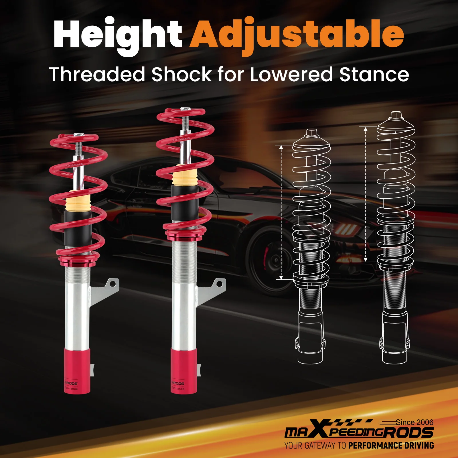 Coilovers Lowering Kit Red for VW Jetta MK5 2006-2011, for Audi A3/TT 2006-2014 For Audi TT 8J (FWD) 2006-2014