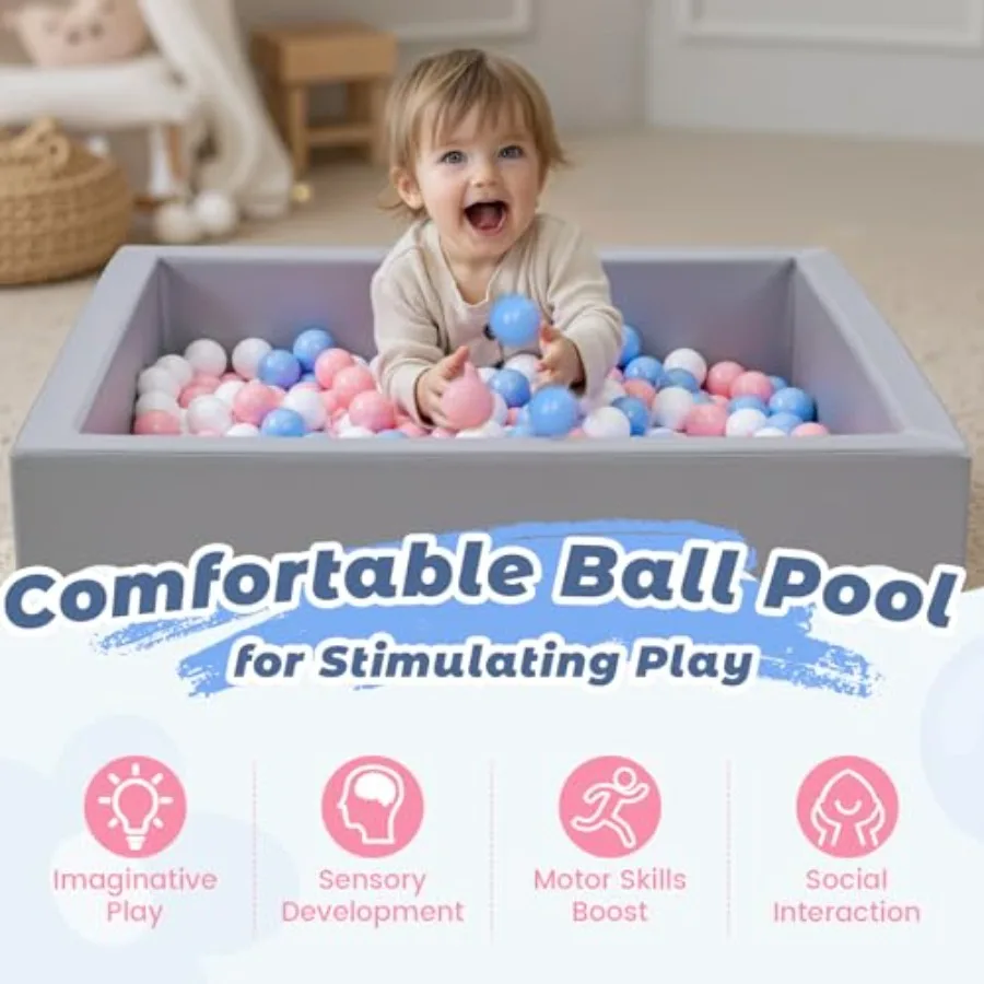 幼児用レザーフォームボールピット：防水ベビーボールピット、ソフトメモリーフォーム付き - プレイペン屋内外用大型ソフトプレイセット