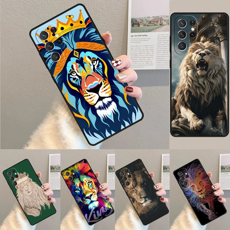 Alpha King Lion Drawn Art Phone Case for Samsung Galaxy note 10 pro S26 Ultra S23 S24 FE S25 S21 S22 PLUS shockproof Cove