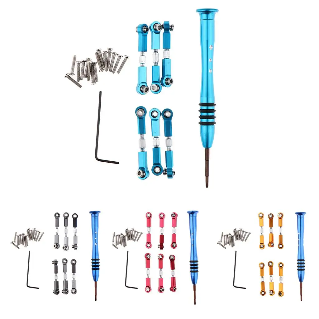 Adjustable Metal Pull Rod Linkage Kit RC Car Steering Link Upgrade for Wltoys A959b 1/1