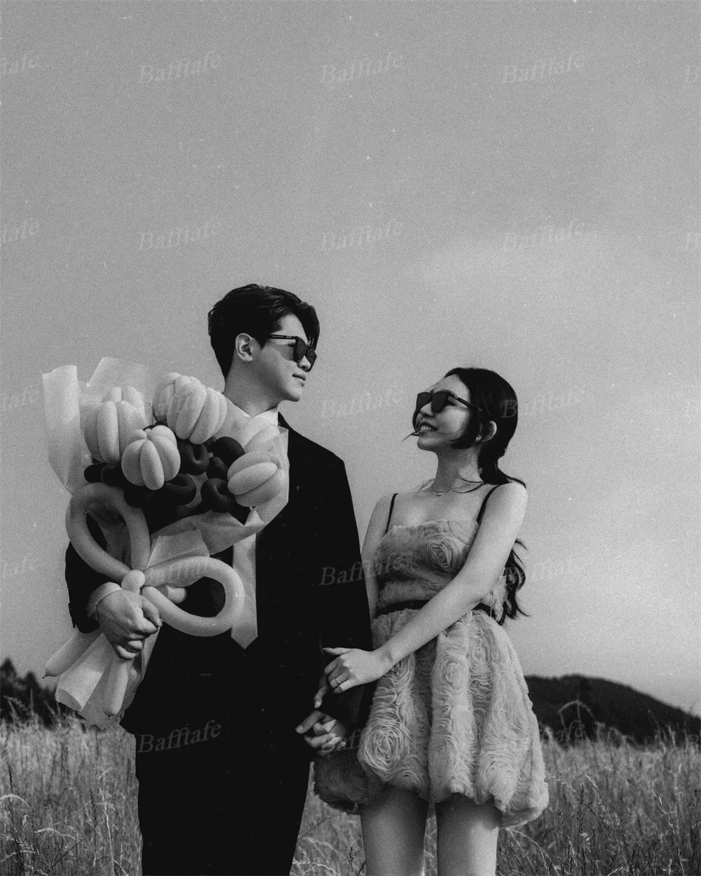 Bafftafe Rosa Tüll Blumen Mini Ballkleider Maßgeschneidert über dem Knie Korea Frauen formelle Party Cocktailkleider Fotografie Kleid