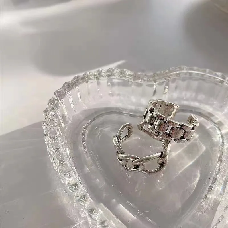 925 Sterling Silver Finger Rings New Fashion Creative Cross Hollow Chain Geometric Party Jewelry Gifts