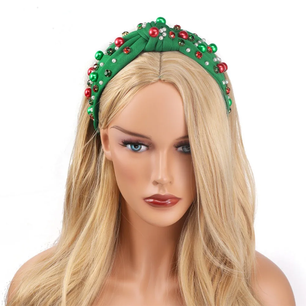 واسعة حافة عيد الميلاد هيرباند الأزياء أغطية الرأس حجر الراين عقدة عقال هدية الشعر مجوهرات كريستال الخرز رباط شعر هالوين #4