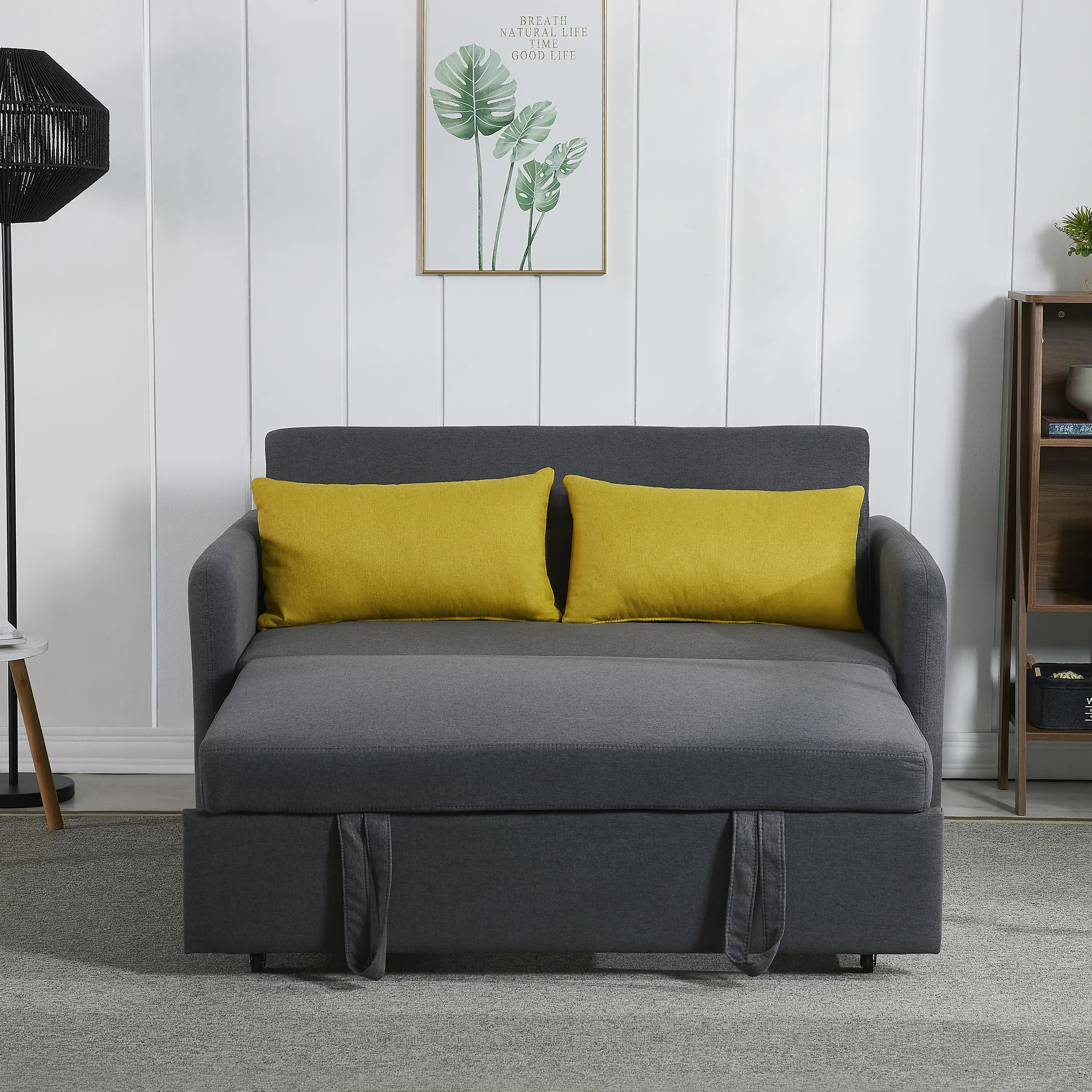 Twins Sofa Bed Grey Fabric