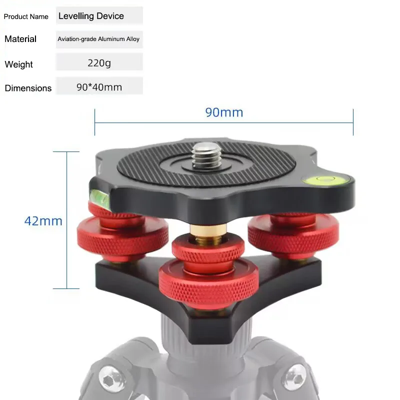 PyroGraphy ±5° Levelling Device Three-sided Levelling Design Field Fine-tuning Knob for Tripod Heads Tripods in Complex Terrain