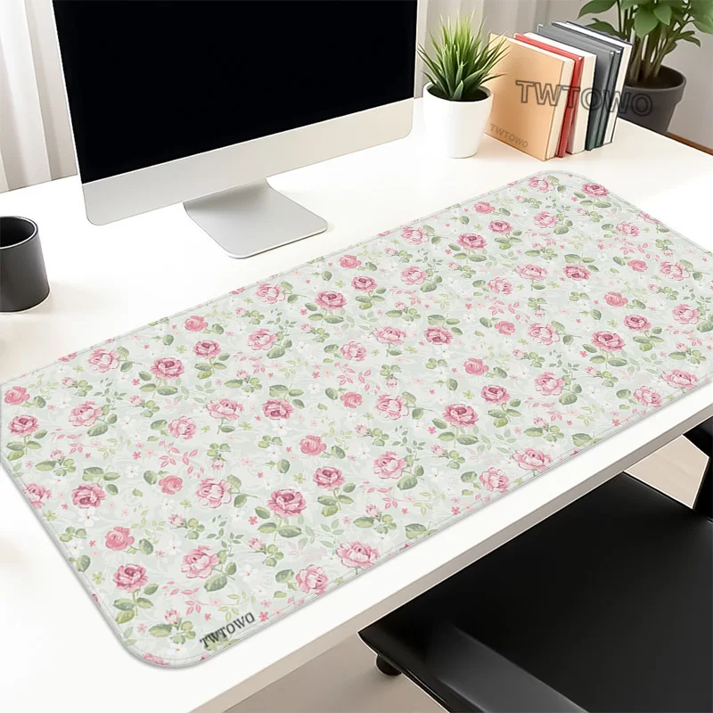 Tapis de souris fleurs roses Gamer impression demande personnalisé grand tapis de souris HD XXL tapis de bureau tapis souple antidérapant tapis de souris de bureau