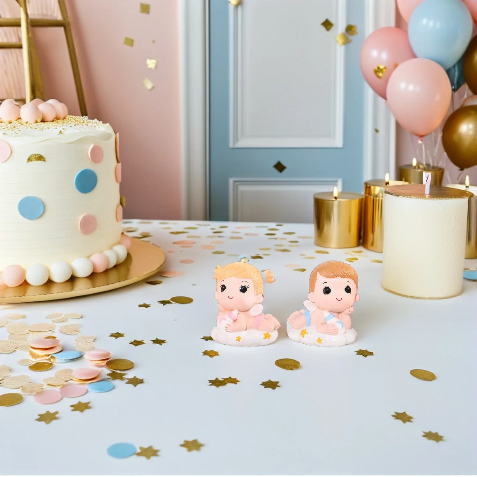 

2Pcs Princess Prince Cake Adornment Sturdy Cake Decoration Birthday Party Resin Decoration Safe Material Photo Prop