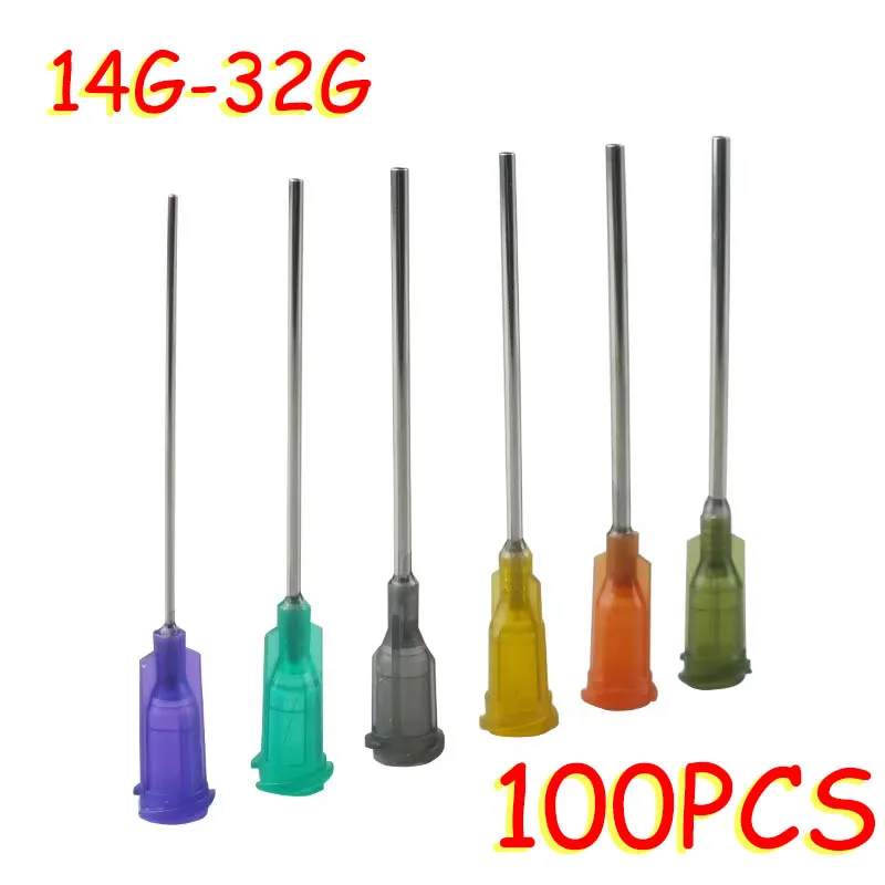 

10G-30G 1.5 Inch Stainless Steel Dispensing Needle Spiral Mouth Glue Needle, 38mm Dispensing Needle for Filling E-liquid, 100PCS