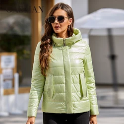 GASMAN women's jacket spring 2022 short thin cotton clothes Fashion Casual Hooded design parkas simple Quilted women coat 8218