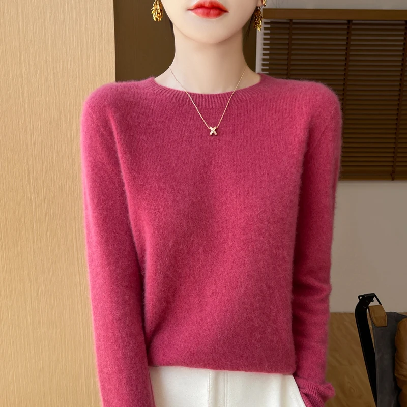 Woolen Sweater Round Neck 2024 Autumn  Item Soft Long Sleeved Base Sweater Pullover Fashion Versatile first-line Ready Towear