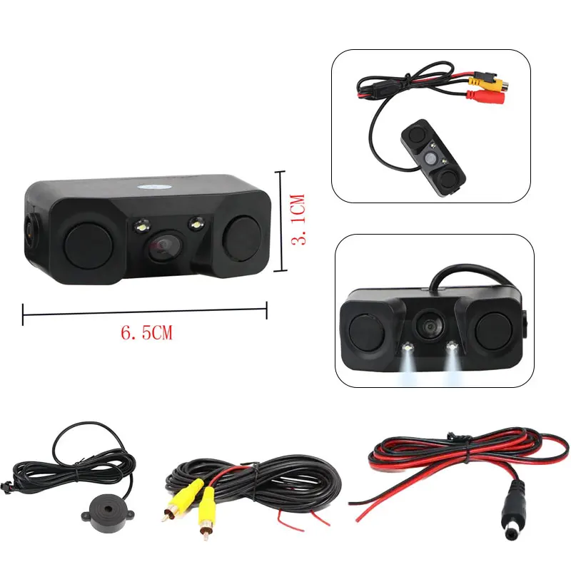3-in-1 Universelles Auto-Kit LED-Rückfahrkamera Nachtsicht-Radarsensor Mini-Alarm Kompaktes Rückfahr-Parksystem – Detail 10