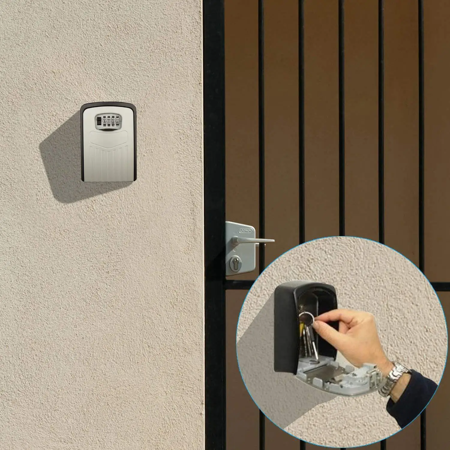 Wall Mount Key Storage Secret Box,Organizer 4 Digit Combination Password Security Code Lock No Key,Key Safe Box For Home