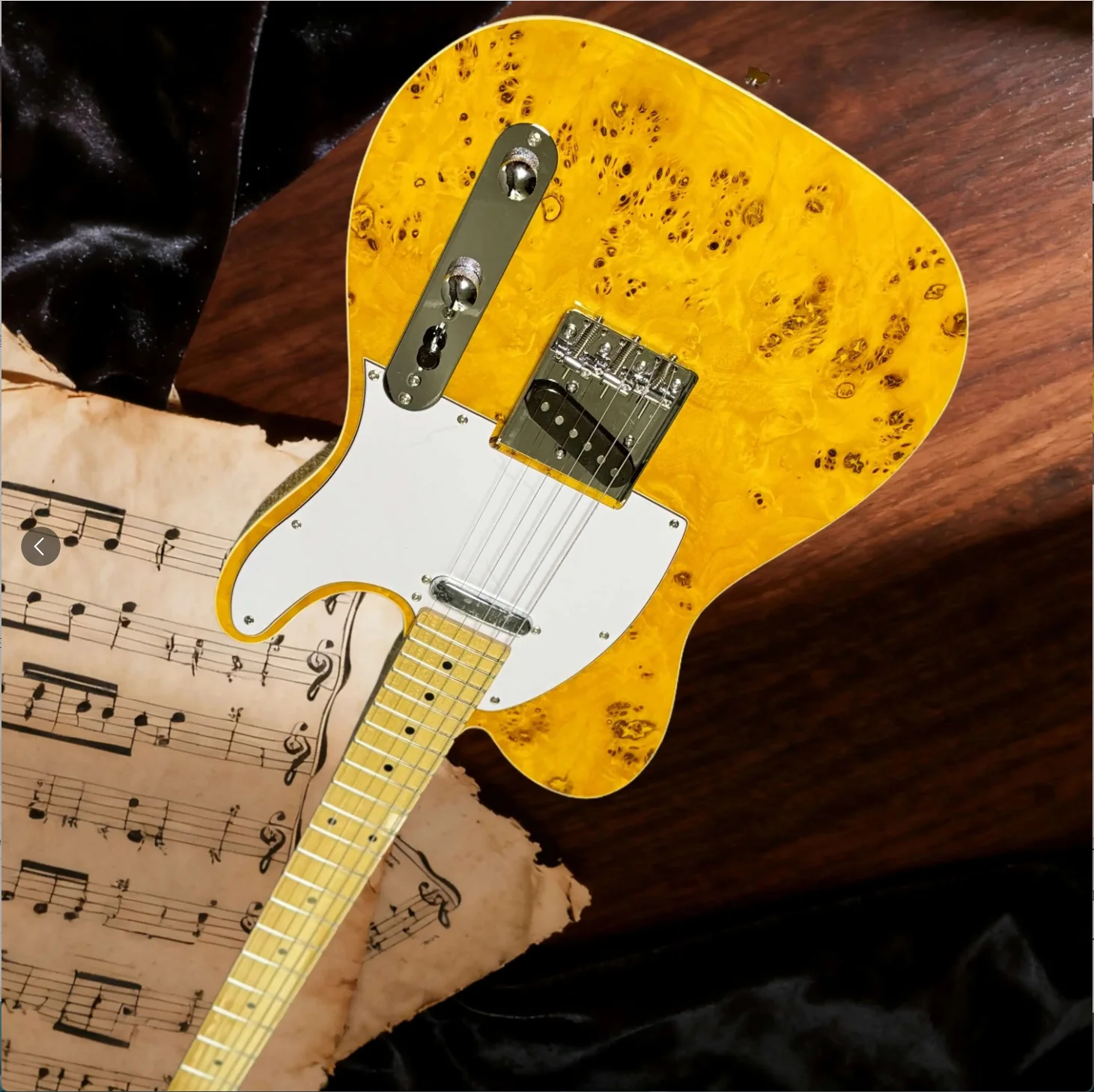 جيتار كهربائي أصفر من خشب القيقب لوحة أصابع بيضاء بيكجوارد 6 أوتار روك جاز شحن مجاني الأكثر مبيعًا 2025