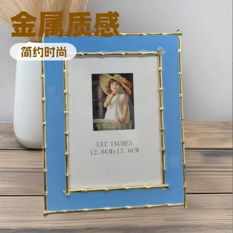 New 7inches gp;d b;ie Metal Picture Frames Digital photo frame aesthetic decoration accessories for home decor