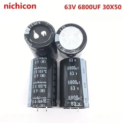 Condensador electrolítico de aluminio Nichicon, 6800UF, 63V, 30x50 GY, alta frecuencia, baja resistencia, 63V6800UF 30X50, 1 piezas