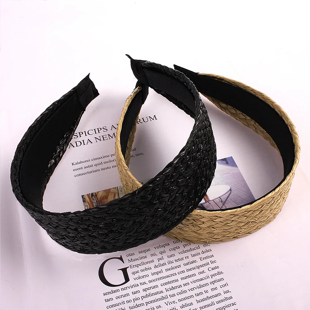 أزياء المرأة القش الرافية العصابات الشعر غطاء الرأس بسيط واسعة حافة عقال فتاة هيرباند الشعر هوب الإناث إكسسوارات الشعر أغطية الرأس