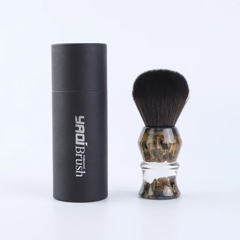 YAQI DEEP STONES 24MM Synthetic Hair Resin Handle Men Wet Shaving Brush Best Quality Lightweight Portable Travel Face Care Brush