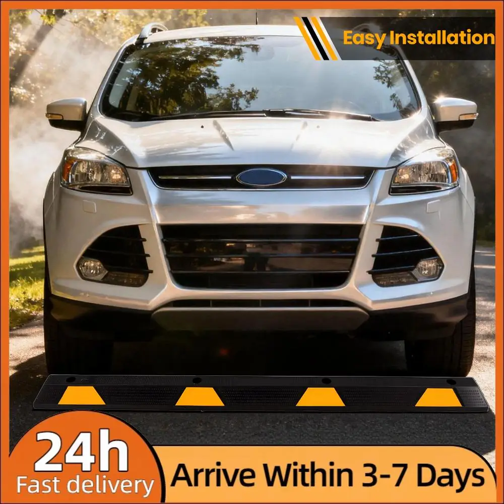 

72-дюймовый усиленный парковочный ограничитель с желтыми светоотражающими полосами, стопор для колес автомобиля с креплением на болтах для дома, стены, подъездной дорожки