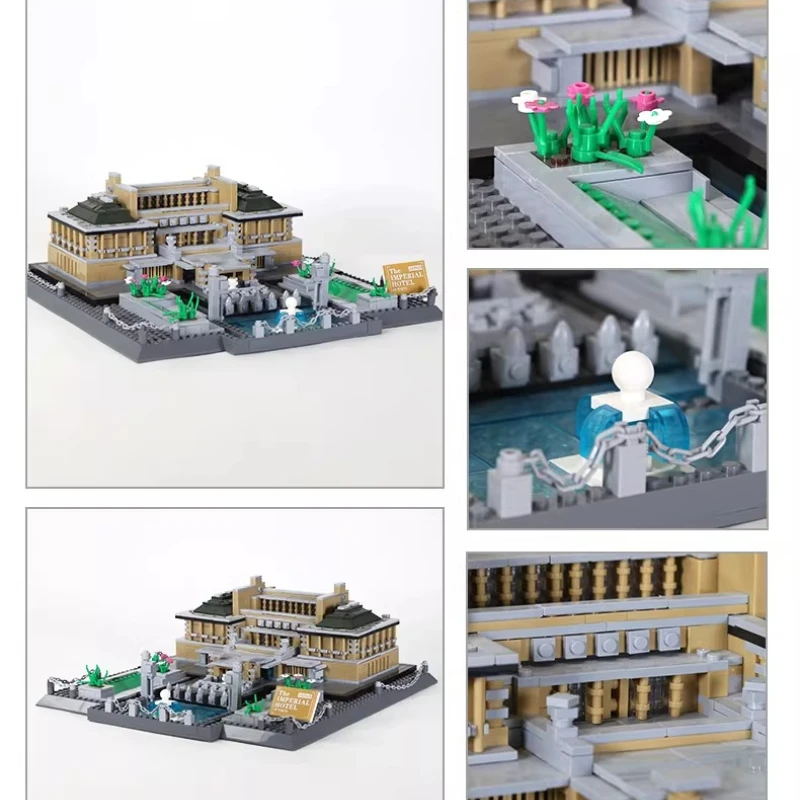 SEMBO 東京帝国ホテルビルディングブロッククリエイティブ手組み立てランドマークビルディングモデルデスクトップ装飾品教育玩具