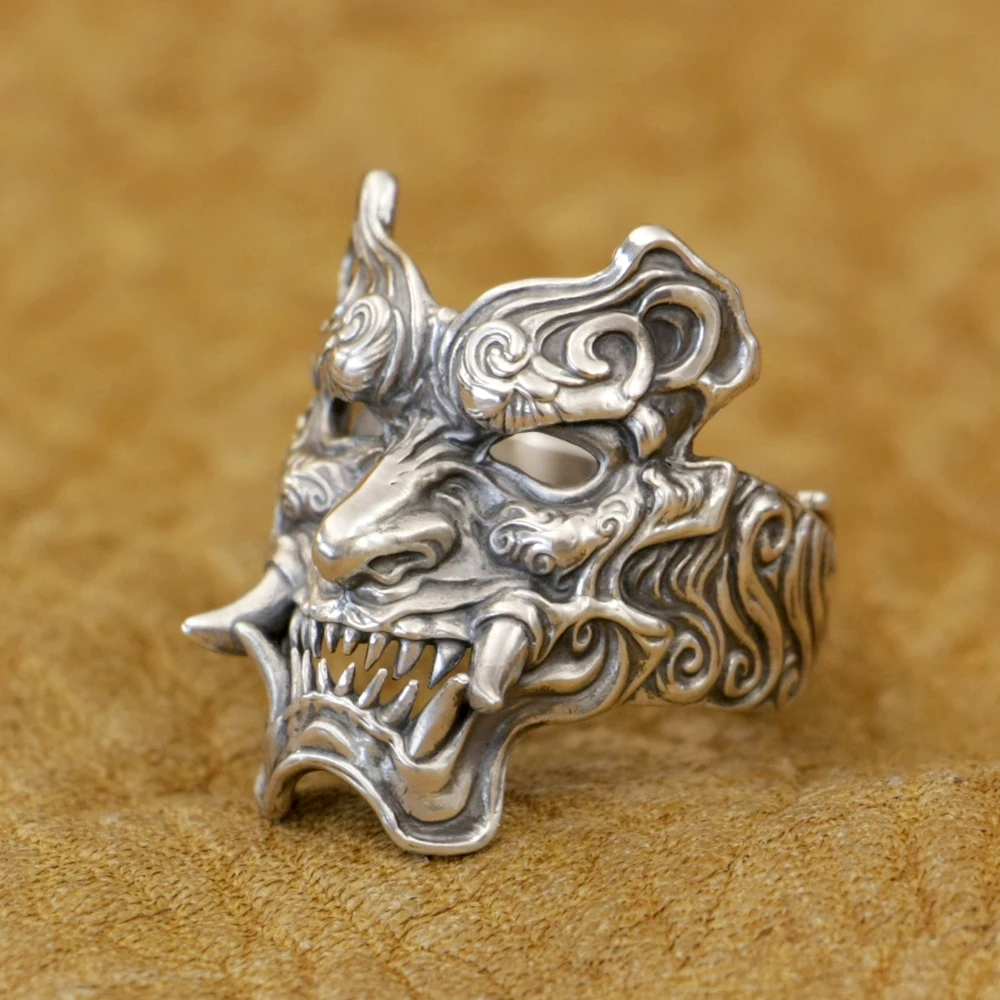 925 Sterling Silver Devil Mask Biker Ring Punk Skull Jewelry TA501 US Size 7~13 BZ