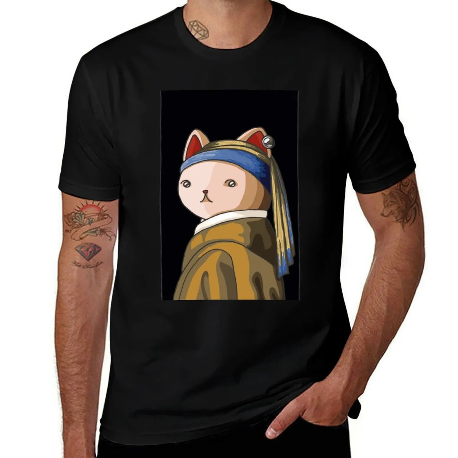 Cat With A Pearl Earring T-Shirt Quick Dry Outdoor Sports T-Shirt