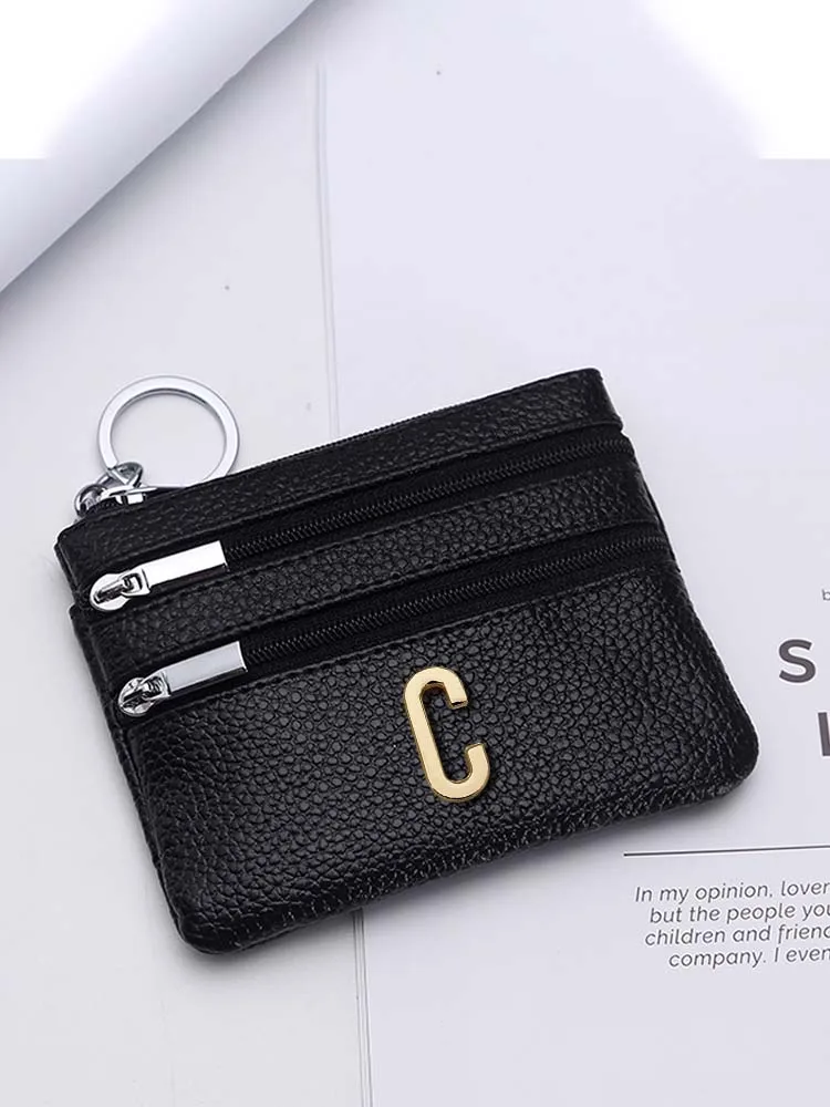 Customized Personalized Customer Name Lightweight & Stylish Women's Retro Cowhide Coin Wallet Artistic Metal Decor