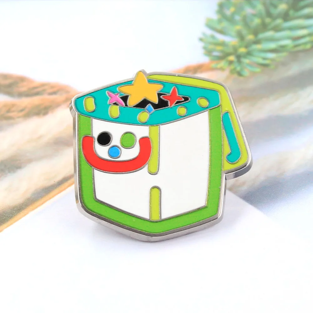 Lustige Jack-in-the-Box Emaille-Pins Retro Zirkus-Clown Überraschungsbox Broschen Niedliche Bunte Stern-Abzeichen Cartoon Rucksack Anstecknadel J – Detail 8