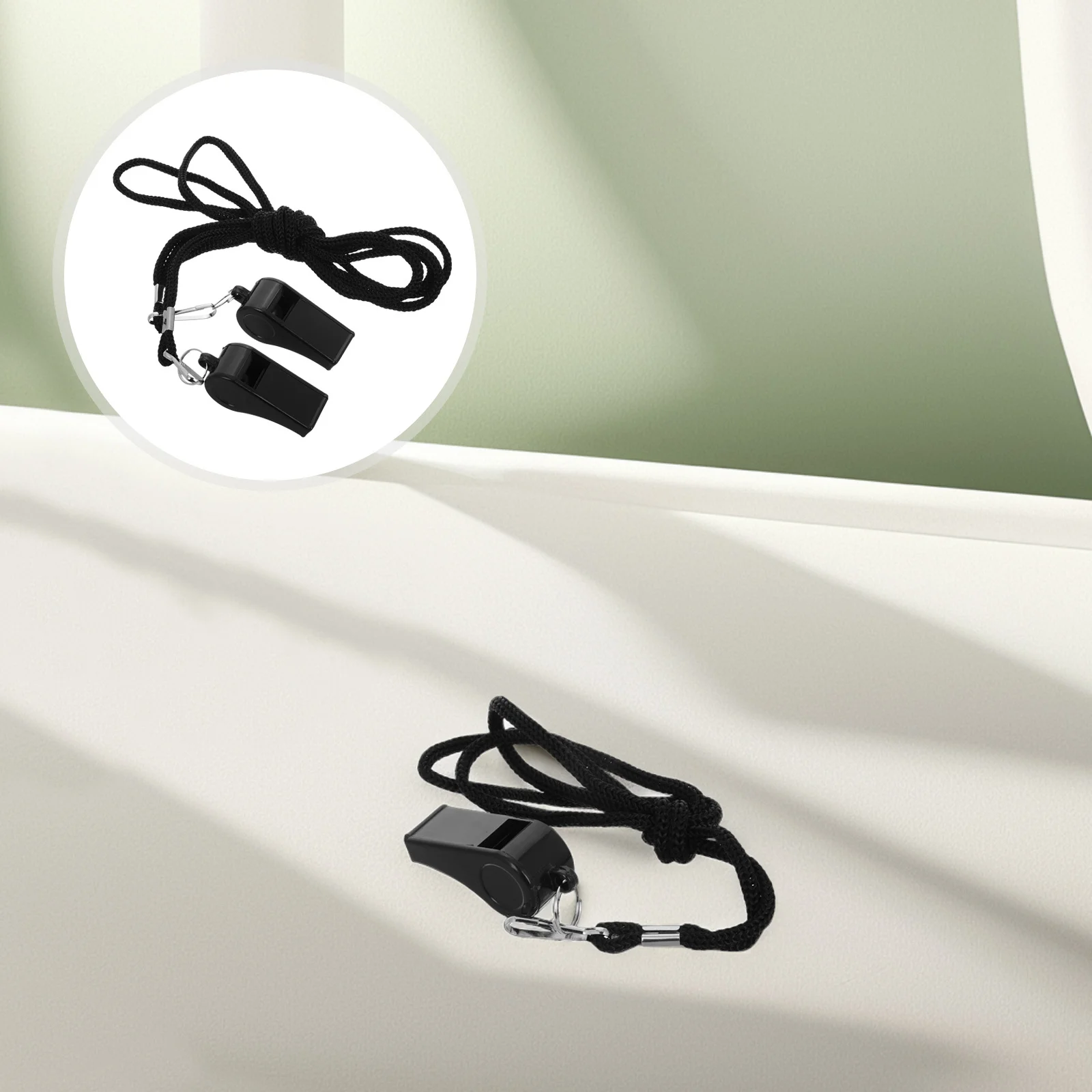 

2Pcs Referee Neck Whistle Black ABS Loud Survival Emergency Coaching Training Whistles Portable Sports Safety Signal