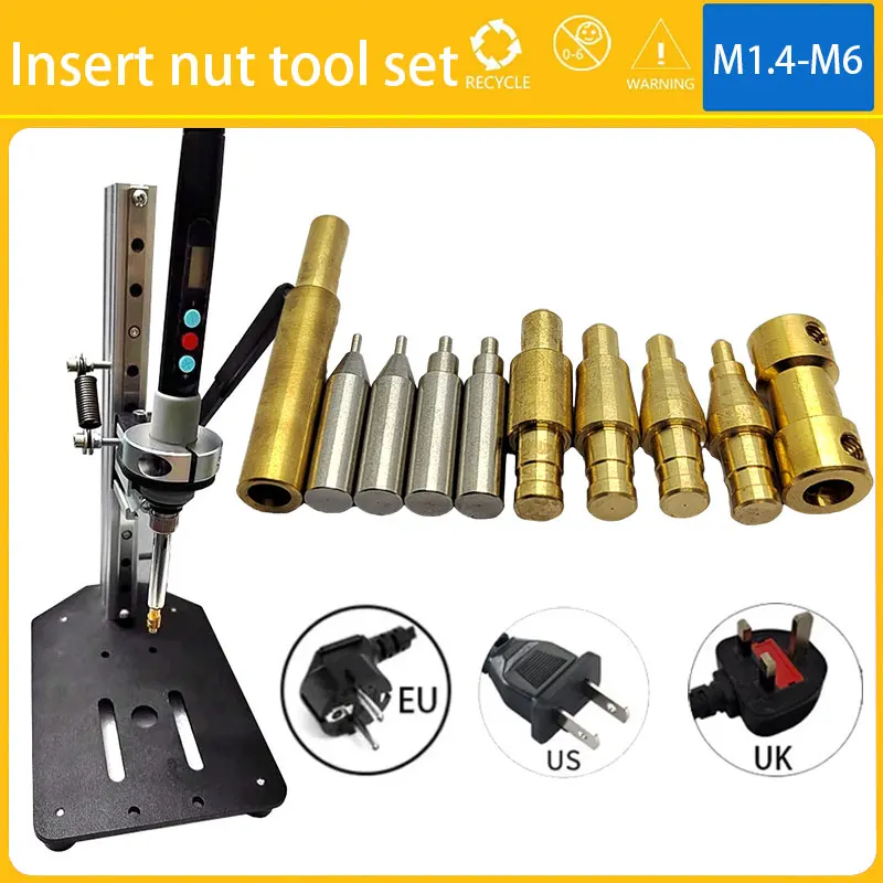 

M1.4 M1.6 M2 M3 M4 M5 M6 Press Heat Set Insert Tool Soldering Iron Tip of 3D Printing Parts Thread Insert Tool Embedded Nut Kit