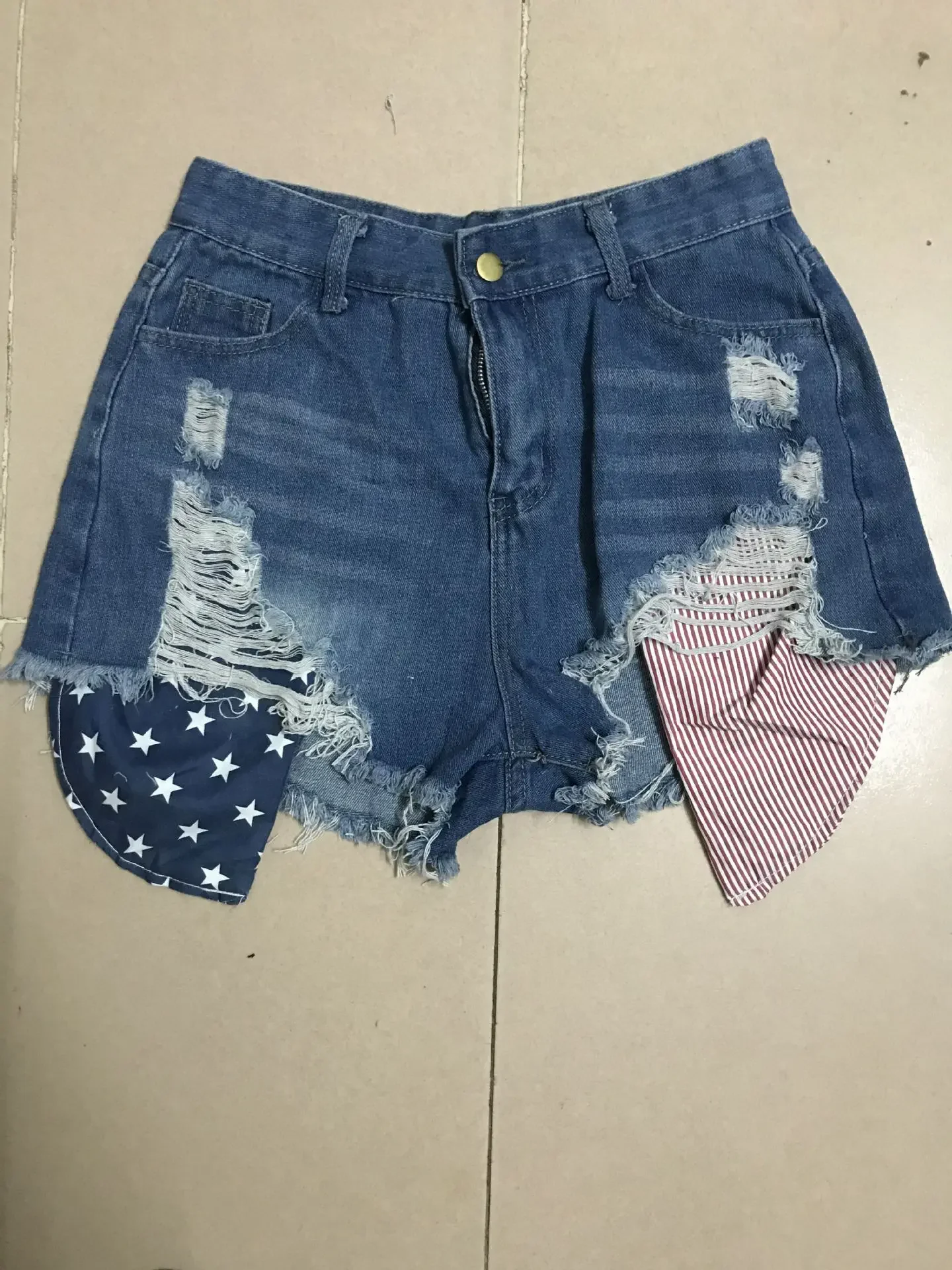 Shorts Denim Washed Women Jean Ripped Print High Waist Hole Spliced Slim Fit Distressed Jeans 2025 Casual Pockets Summer - Image 6