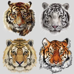 4pcs Tiger Head Pattern Heat Transfer Stickers DIY Domineering Animal Iron On Transfer For Clothing Billow Patches