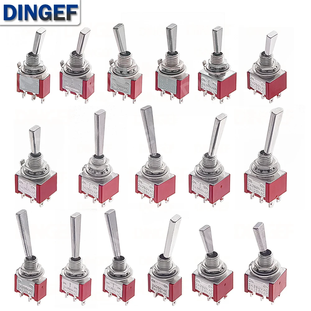 2PCS 3/6Pin 2/3 Positionen RC Modell Fernbedienung EIN AUS AUF Locking Momentary Flache Griff 6mm Panel montieren Mini Kippschalter