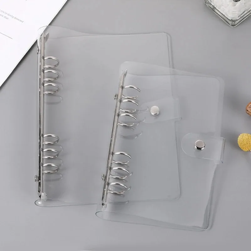 

A5 A6 Transparent PVC 6-Hole Loose Leaf Notebook Portable Travel Journal Notebook Designed for Stamp Check in Daily Note Taking
