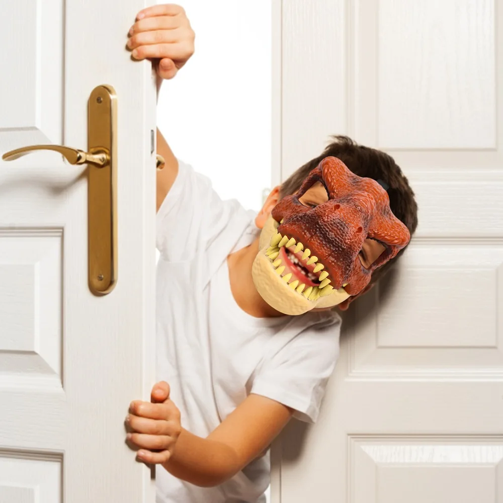 

Реалистичная маска динозавра, вечерние маскарадные костюмы на Хэллоуин, косплей, латексные нарисованные ужасы, головной убор динозавра с открытым ртом для взрослых и детей