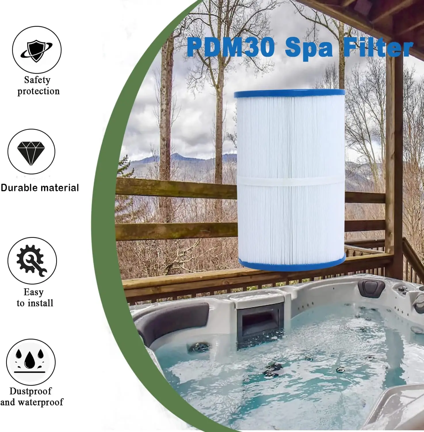 Ketofa PDM30 Spa Filter, Replacement Cartridge Oval Filter Compatible with Pleatco PDM30 Dream Maker Filbur FC9940 Hot Tubs Othe