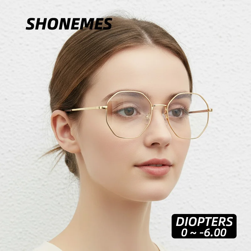 SHONEMES المثمن قصر النظر نظارات أنيقة النساء قصر النظر نظارات مضلع قصر النظر النظارات الديوبتر-1 1.50 2 3 4 4.50 5 6