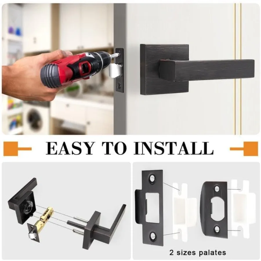 Leve per porte in bronzo lucidato a olio per porte di passaggio del corridoio e dell'armadio Leve quadrate in stile moderno Interni resistenti senza chiusura