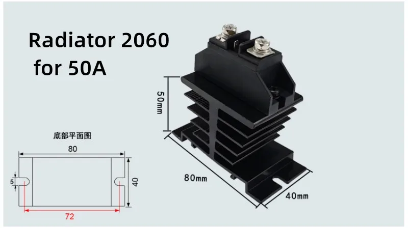 Imagem -03 - Dissipador de Calor do Raditor Rs1040 para o Único Relé de Estado Sólido Dissipador de Calor dm zp Bta mz Nas 10a 25a 40a 50a 55a Ssr