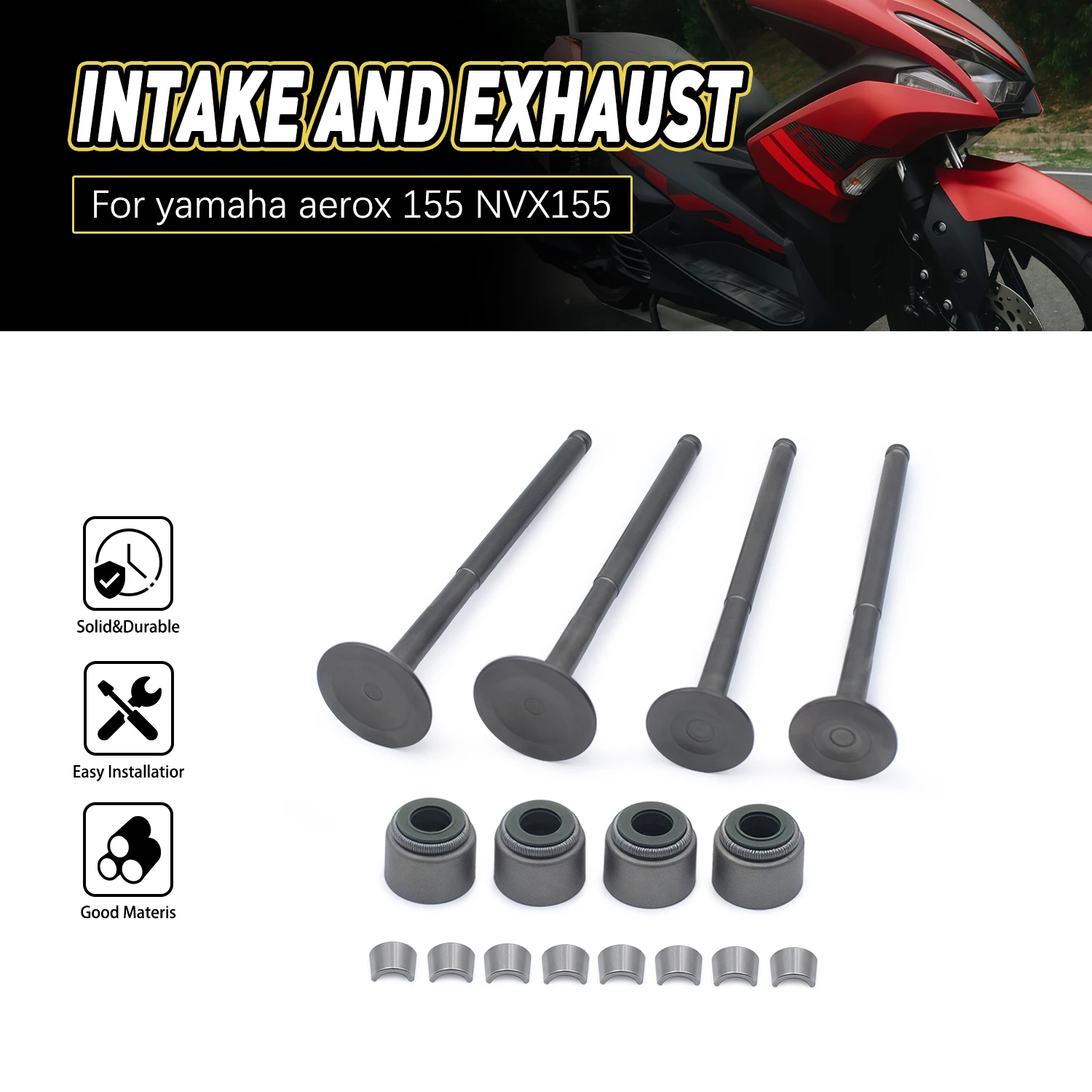 

Motorcycle Accessories For Yamaha NVX 155 nvx155 N-MAX 155 AEROX 155 Exhaust Valves Inlet Intake Stem Seal Kit