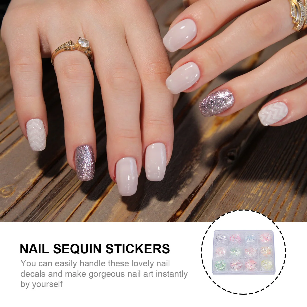 

12 Bottles Nail Art Sticker Kit Shiny Sequin Designs for Creative Manicure Decoration Suitable for Birthday Event Use