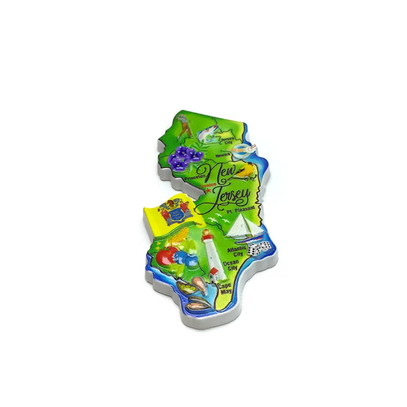 Cute 3D Resin USA New Jersey Fridge Magnets (State Shape Landmark Details) Refrigerator Magnets Aimants Réfrigérateur Home Decor