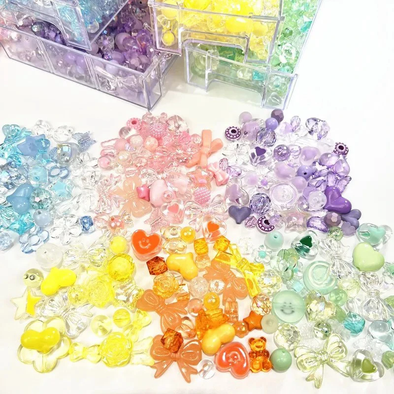 30G Radom Mixing Style Spring Color Acrylic Beads For Bracelet Jewelry Making DIY Accessories Cute Baroque Puzzle Plastic Bead