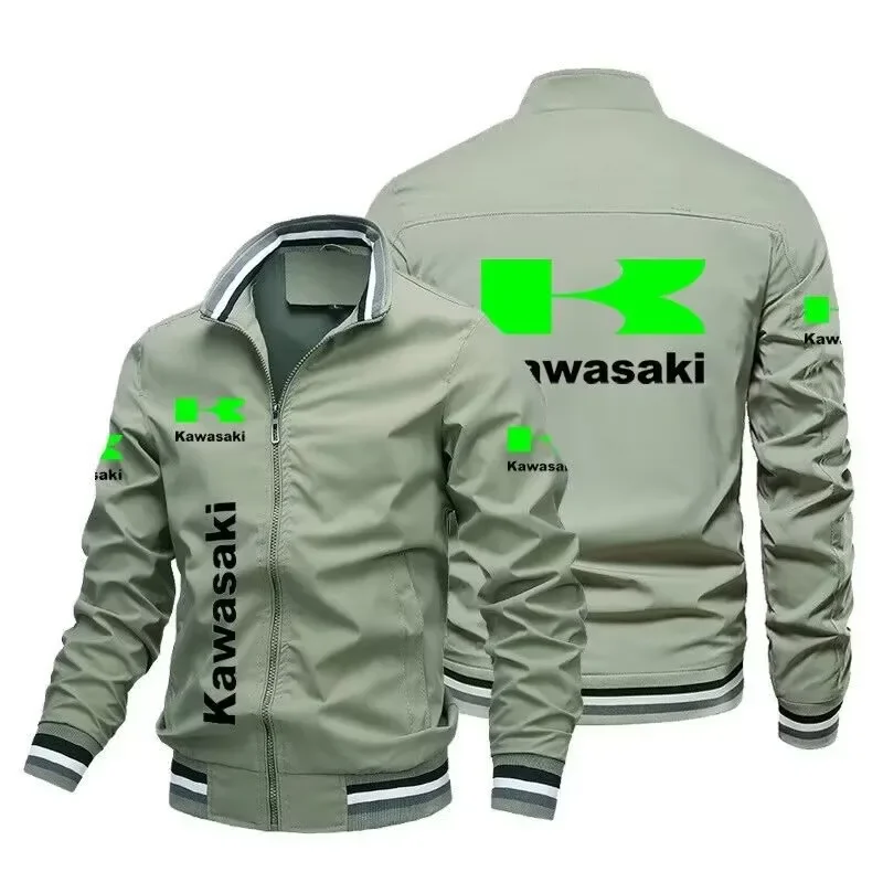 2024 Men\'s Jacket Motorcycle Jacket Casual Windproof Jacket Racing Jacket Plus Size Kawasaki Sports Shirt Tops