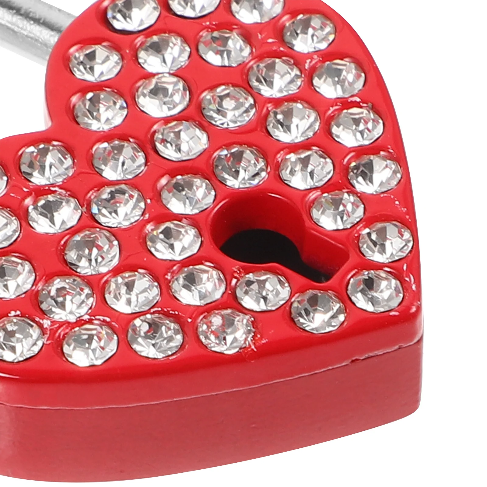 

2Sets Heart Lock Rhinestone Decor Alloy Material Romantic Love Lock for Couples Travel Padlock Luggage Suitcase