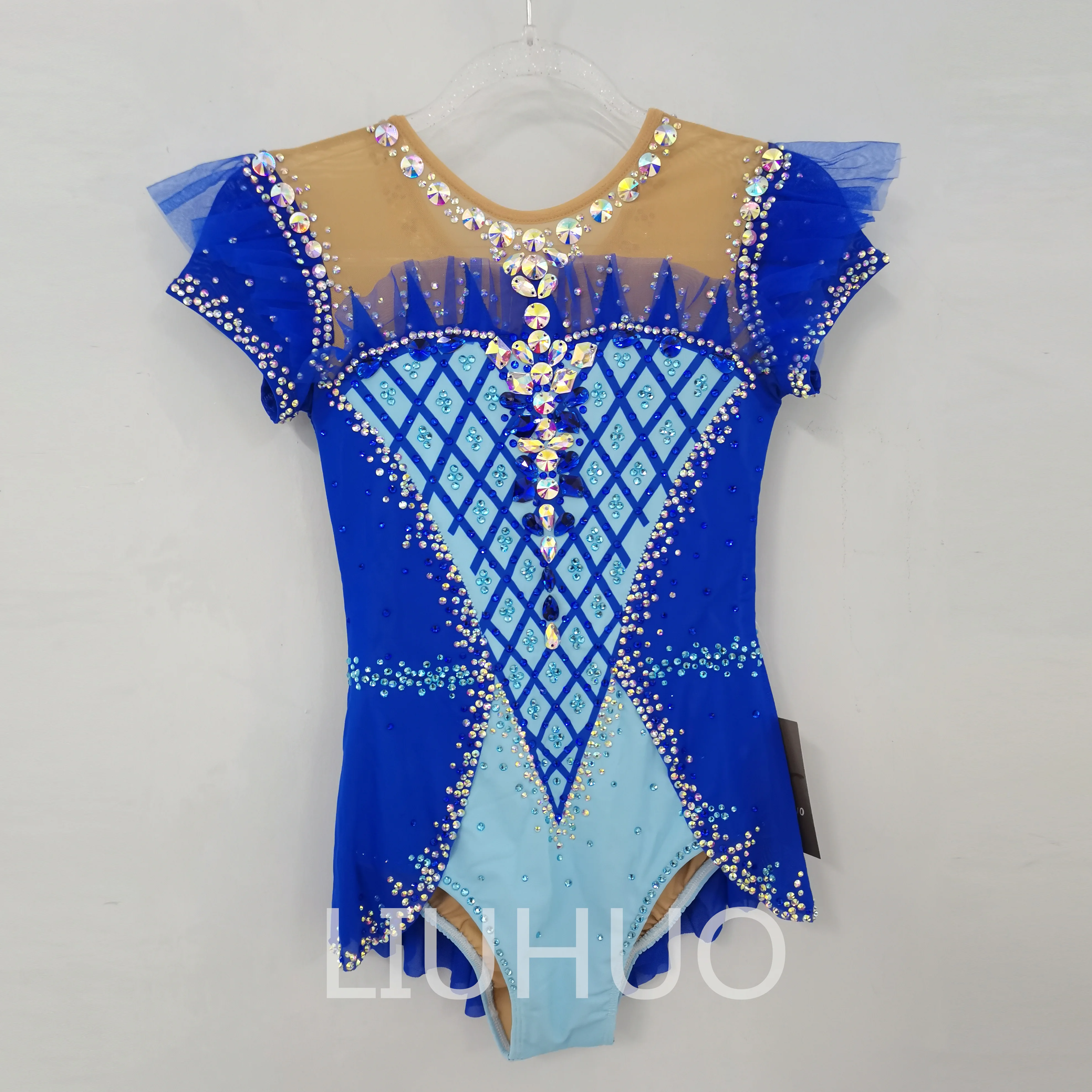 

LIUHUO Rhythmic Gymnastics Leotard Blue Cheerleading Competitive Gymnastics Performance Dress