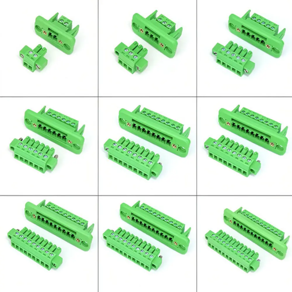 For Sanhejin 15EDGWC Industrial Connector Through Panel Terminal Block 3.81mm Pitch Flange Fix Electronic Wiring Interface