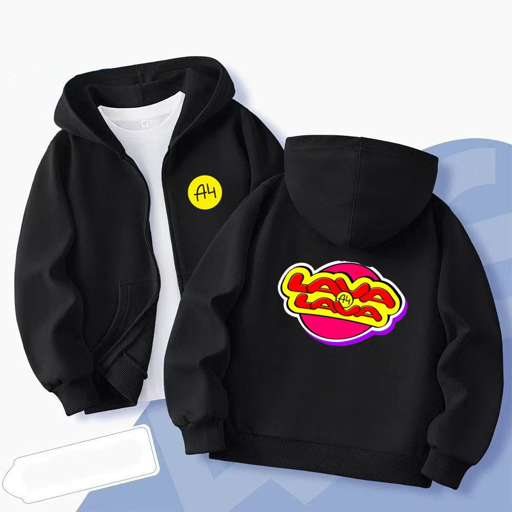 Zipper style Boy Girls Tops Merch A4 Hoodies Children's Coat child 3-12 year black Casual Toddle Sweatshirr printed clothing