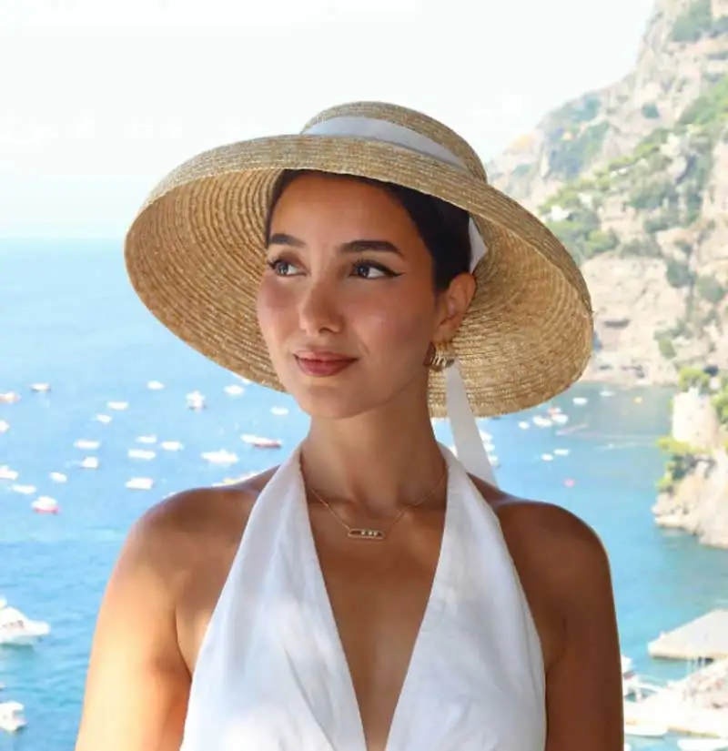 Straw summer hat Hepburn style wide brim hat  French elegant ladies seaside travel sun hat sombrero
